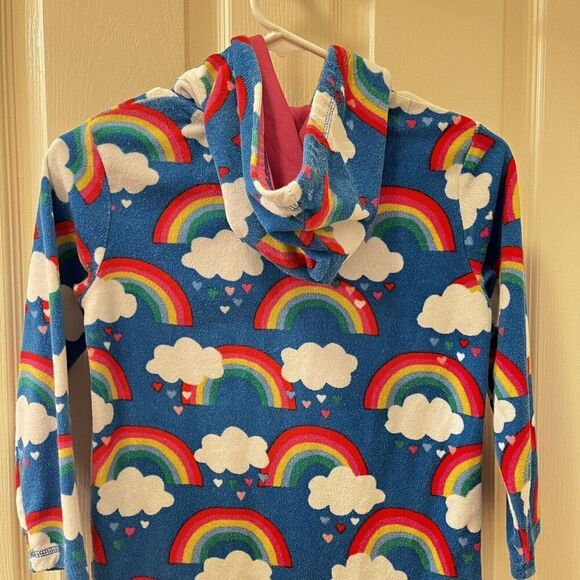 Mini Boden Rainbow Swim Dress Cover Up Towelling Terry Hooded Girls Size 7-8 - Picture 9 of 11
